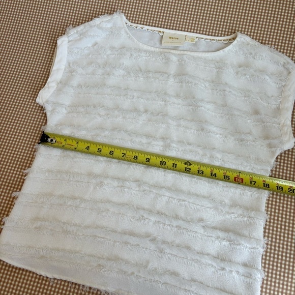 MAEVE Anthropologie Fringe ivory top. Size 0 - Picture 15 of 15